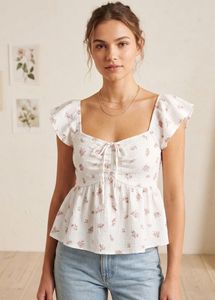 Floral Flutter Sleeve Top