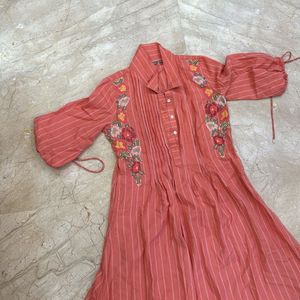 new Embroidered Striped dress