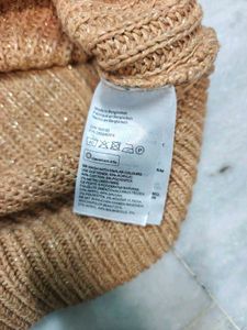 H&amp;M Camel Ribbed Mock Neck Sweater