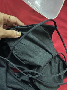 Sleek Black Spaghetti Strap Crop Top