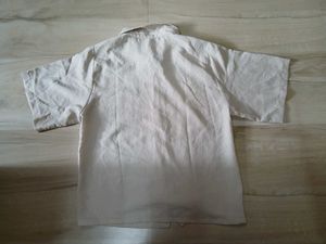 Classic Beige Short-Sleeve Button-Up Shirt