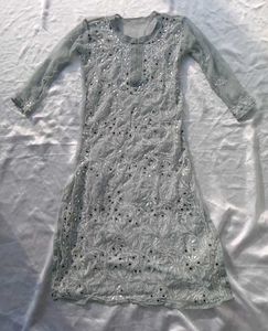 mirror work Chikankari Embroidered Kurta