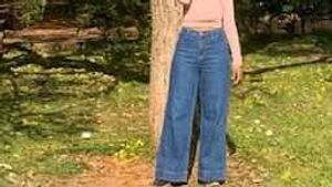 Wide Leg Blue Denim Jeans