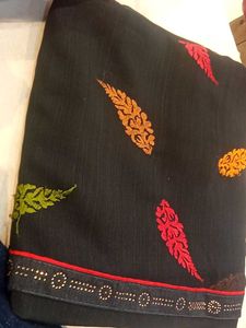 Elegant Embroidered black Saree