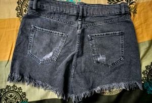 Black high-waisted denim shorts