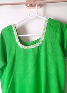 Unused Fluroscent green Kurti with Lace Trim