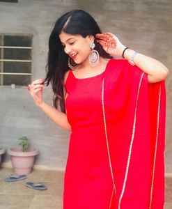 Red kurti Set With Dupatta