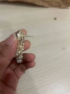 Elegant Red Stone &amp; Pearl Earrings