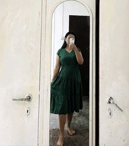 Green Polka Dot Midi Dress