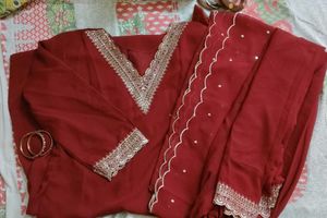 Elegant Maroon Kurta Set with Dupatta