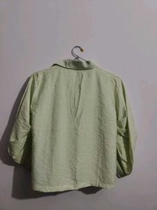Light Green Collared Zip-Up Top