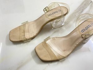Clear Strap Block Heel Sandals