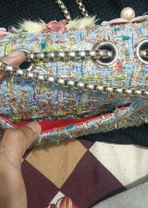 Cute Tweed Floral Chain Bag