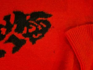 Vintage Red Floral Mock Neck Sweater