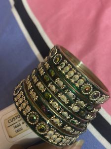 Green &amp; Gold Bangles