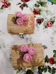 Decorative Bamboo Boxes with Pink Roses