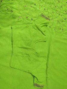 Vibrant Green Embroidered Saree