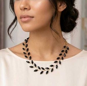Elegant Black Leaf Necklace