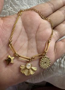 Gold Charm Bracelet with Star &amp; Sun