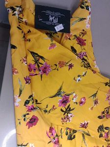 Yellow Floral Tunic Top with long bell sleeves