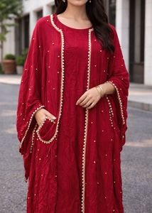 Elegant Red Ethnic Gown with Jacket