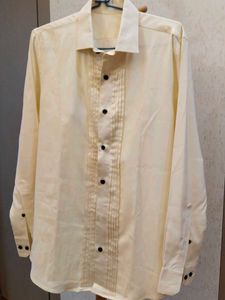 Men's Cream Formal Shirt with Black Buttons