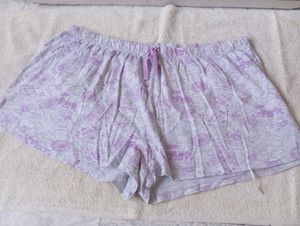 Purple Pajama Set with Printed Shorts