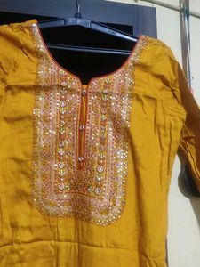 Yellow Kurta Set with Red Palazzo