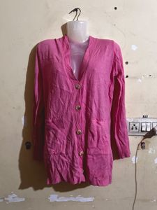 Pink Button-Down Cardigan Sweater