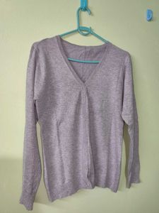 Lavender V-Neck Cardigan