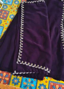Elegant 💜 Kurta Set with Gold Embroidery