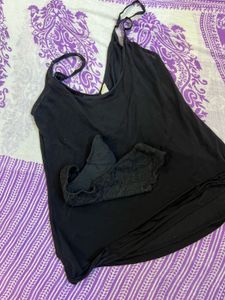 Black Lace Trimmed cami Set