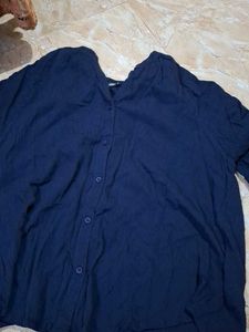 Navy Blue Textured Blouse
