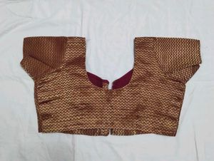 Maroon and Gold Brocade Saree Blouse