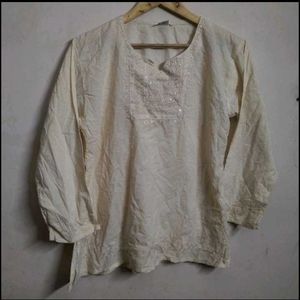 Embroidered Cotton Top And Kurta
