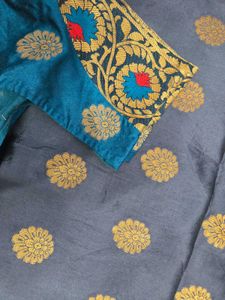 Elegant Grey Banarasi Silk Saree