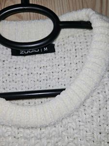 Zudio Cream Textured Cropped Sweater