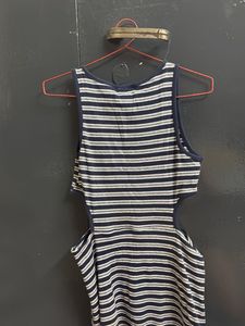 side cutout Striped Sleeveless Mini Dress