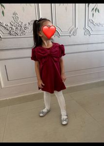 Burgundy Velvet Bow Dress