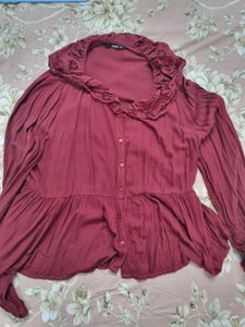 Maroon Ruffled Blouse