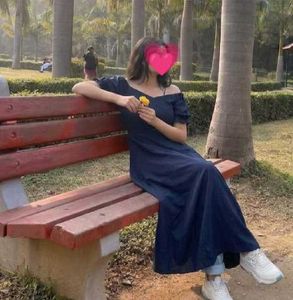 Elegant Navy Blue Off-Shoulder Dress