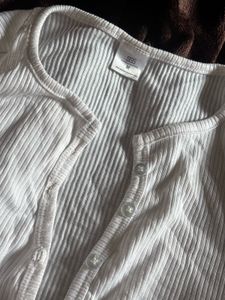 SSS Front button full sleeve white crop top