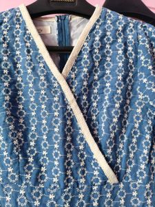 Blue Patterned kimono type Dress