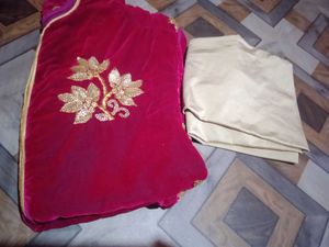 Beautiful Maroon Velvet Kurti with Gold Embroidery
