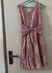 Pink Floral Dress with Bow