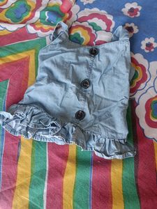 Blue Girl Solid Blouse And Short Set
