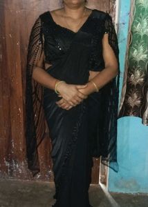 Elegant Black Embellished party wear saree
