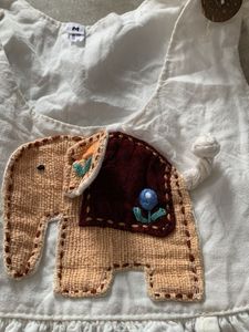 Cute White Elephant Print Baby Dress