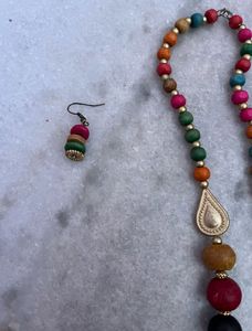 New Boho wooden Beaded Necklace &amp; Earrings