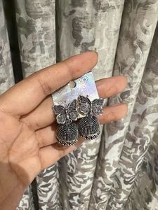 Oxidized Butterfly Jhumka Earrings